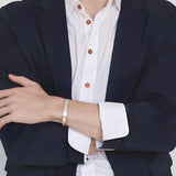 SABONA brushed silver Original bracelet styled with smart clothing