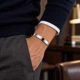 SABONA Silver Copper Magnetic Bracelet worn on a man's wrist