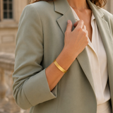 Woman wearing SABONA Regency Gold 9mm Copper Bracelet