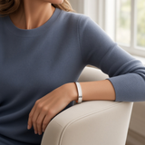 Woman wearing SABONA Windsor Silver 9mm Copper Bracelet