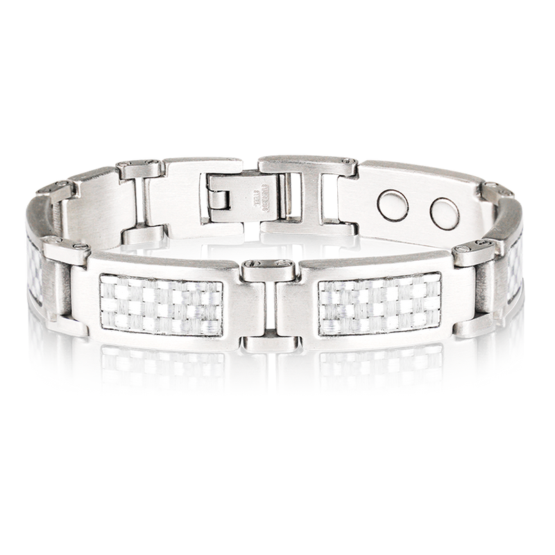 Grey Carbon Fibre Stainless Bracelet