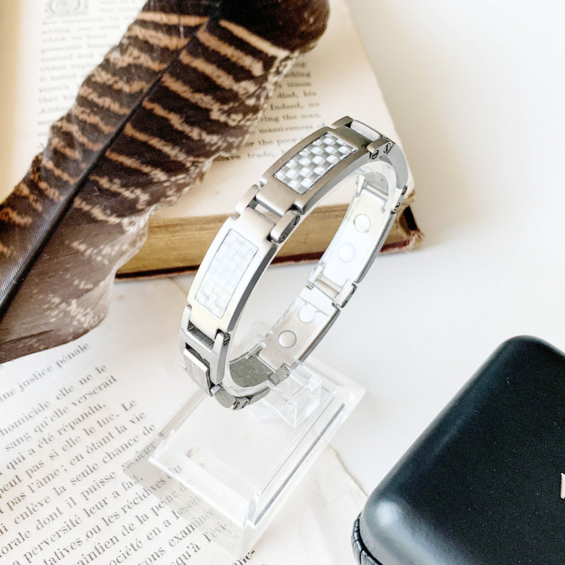 Grey Carbon Fibre Stainless Bracelet