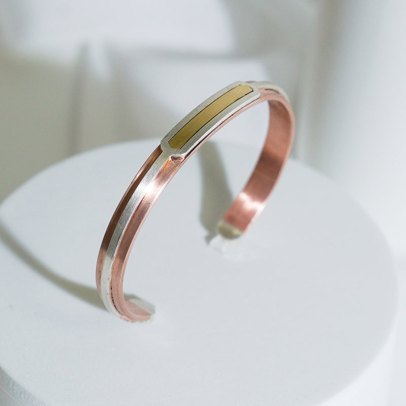 18K Gold Silver Copper Base Bangle 7mm SABONA