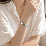 White Gold Plated Natural Diamond Fashion Bangle #F-WD
