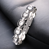 SABONA 214 Gem Black Horseshoe magnetic bracelet stainless steel detail