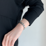 SABONA horseshoe magnetic chain bracelet with cubic zirconia worn on the wrist