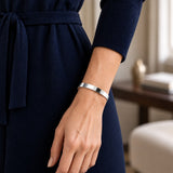 SABONA 8mm Silver Copper Magnetic Bracelet styled on a man's wrist