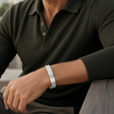 Man wearing SABONA Olympia Silver 9mm Copper Bracelet