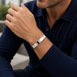 Man wearing SABONA Plain Silver 9mm Copper Bracelet