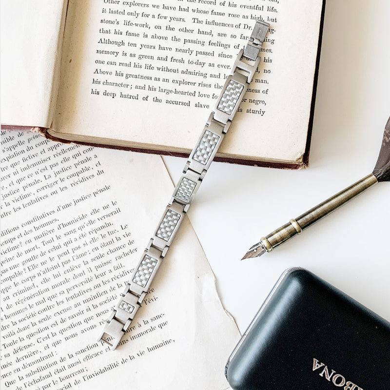 Grey Carbon Fibre Stainless Bracelet